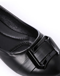 FAN-DJTF-005 Decorative Buckle Slip On Leather Flats