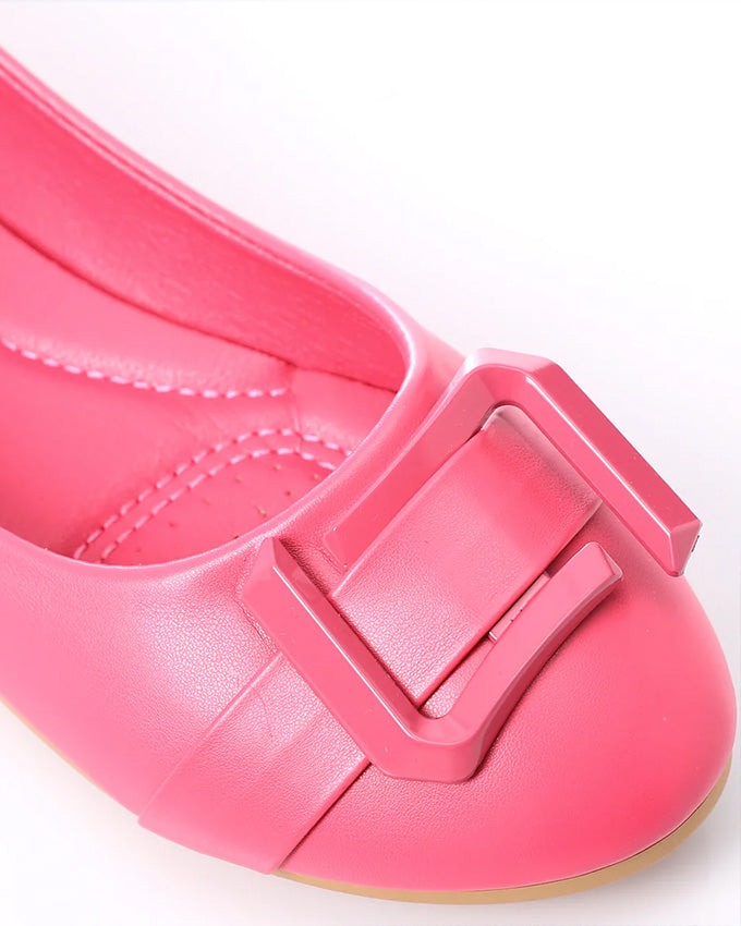 FAN-DJTF-005 Decorative Buckle Slip On Leather Flats