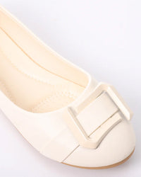 FAN-DJTF-005 Decorative Buckle Slip On Leather Flats