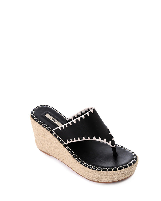 FAN-DJTF-017 Leather & Straw Thong Slippers