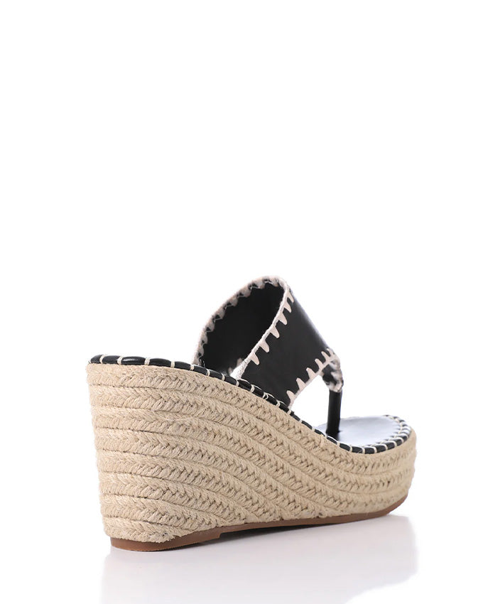FAN-DJTF-017 Leather & Straw Thong Slippers