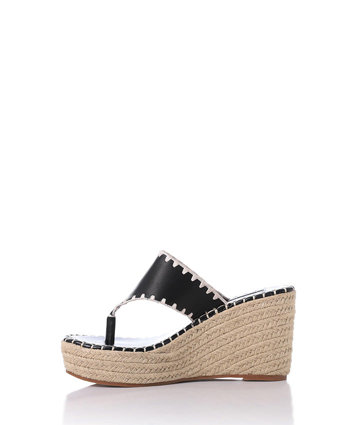 FAN-DJTF-017 Leather & Straw Thong Slippers