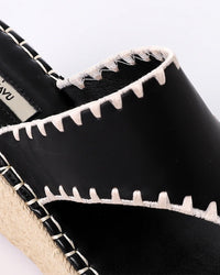 FAN-DJTF-017 Leather & Straw Thong Slippers