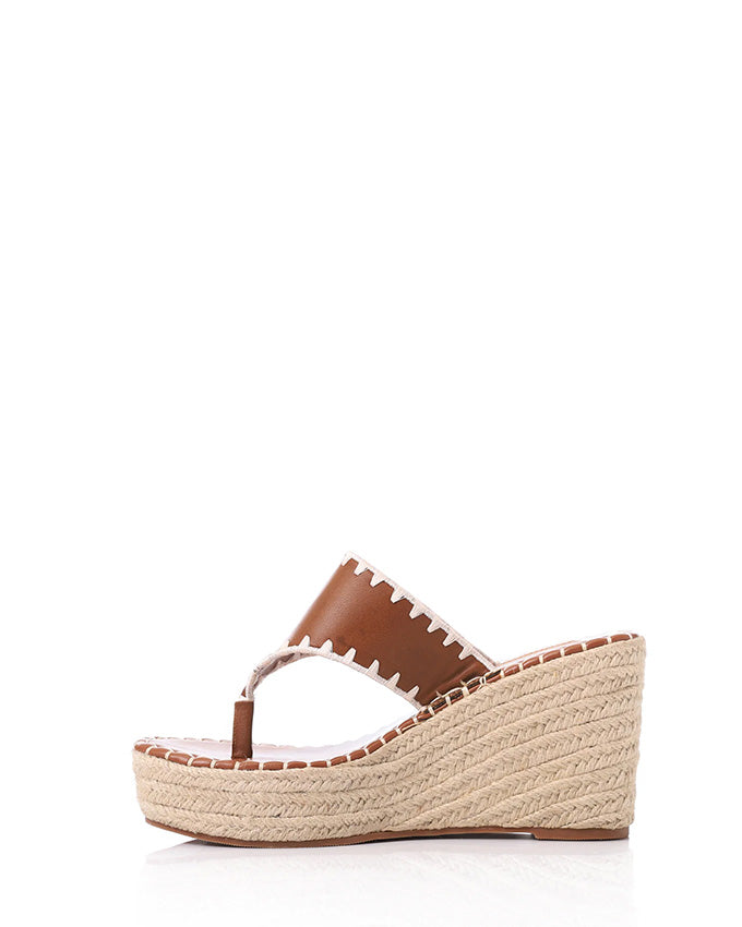 FAN-DJTF-017 Leather & Straw Thong Slippers