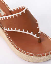 FAN-DJTF-017 Leather & Straw Thong Slippers