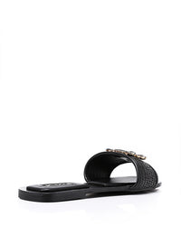 FAN-DJTF-019 Stined Buckle Slip On Straw Slippers