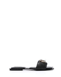 FAN-DJTF-019 Stined Buckle Slip On Straw Slippers