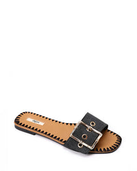FAN-DJTF-021 Adjustable Buckle Linen Statement Slippers