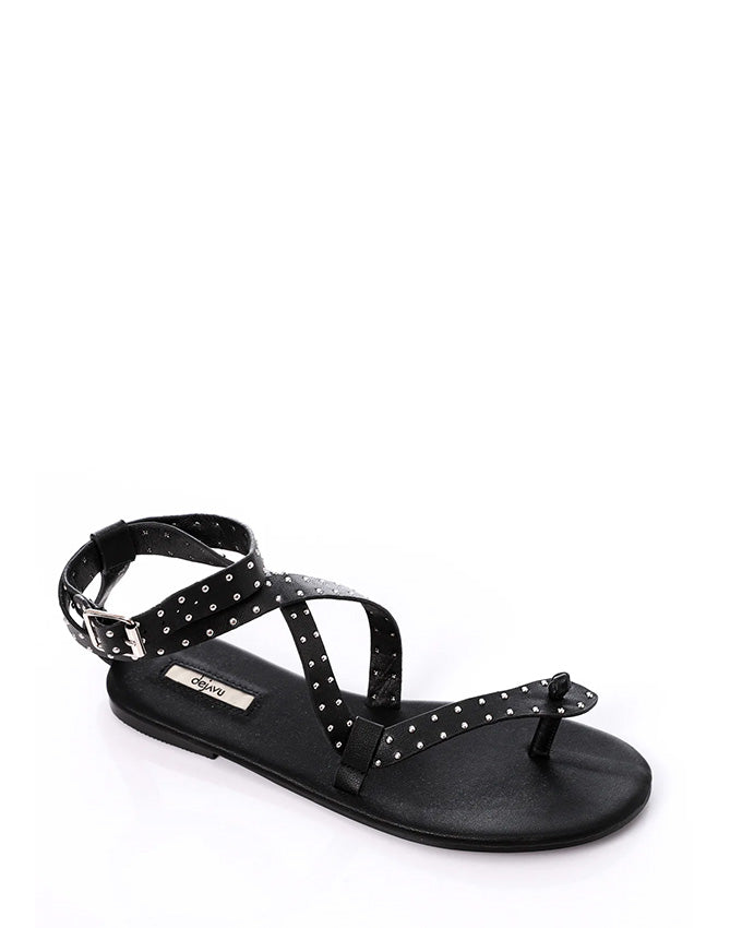 FAN-DJTF-023 Allover Studded Sandals With Buckle Closure