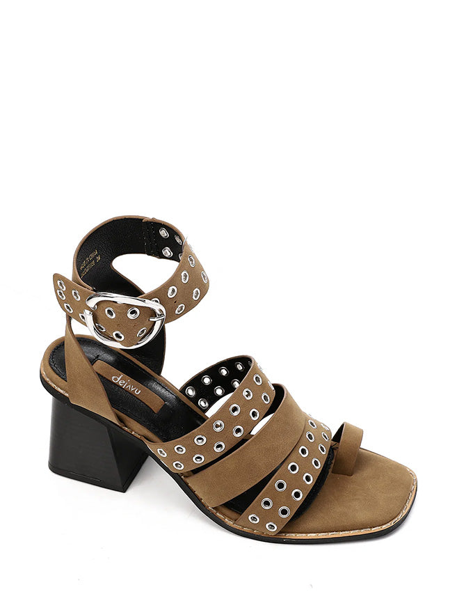 JAL-DJTF-008 Studs Heeled Buckle Sandals