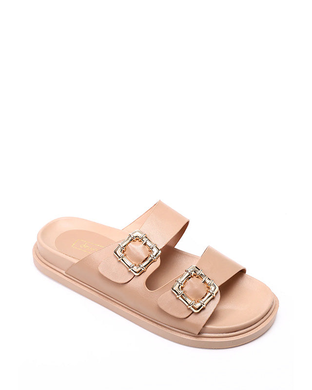 JAL-DJTF-011 Decorative Buckles Double Straped Slippers