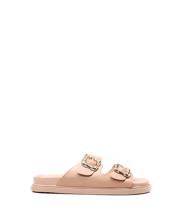 JAL-DJTF-011 Decorative Buckles Double Straped Slippers