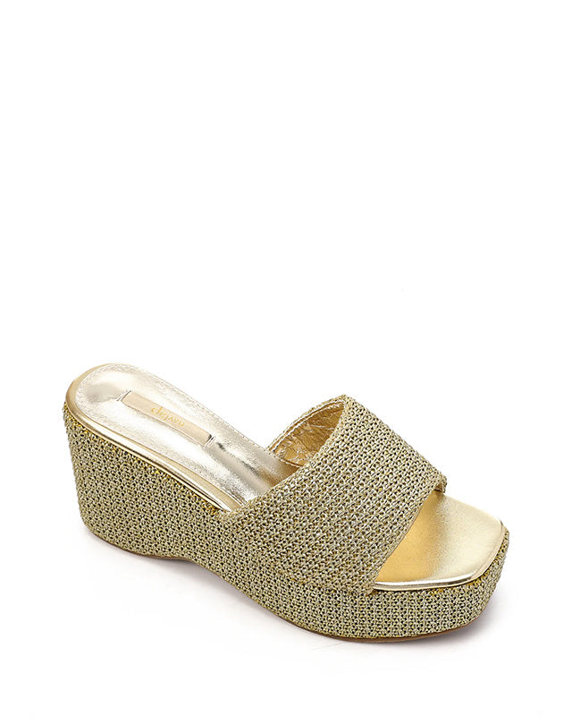 JAL-DJTF-017 Gold Heeled Simple Slippers