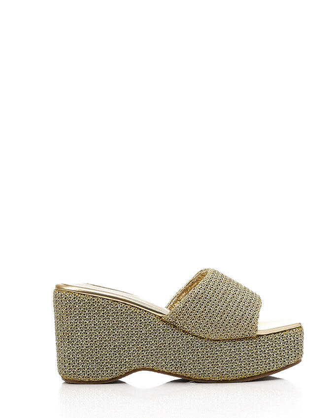 JAL-DJTF-017 Gold Heeled Simple Slippers