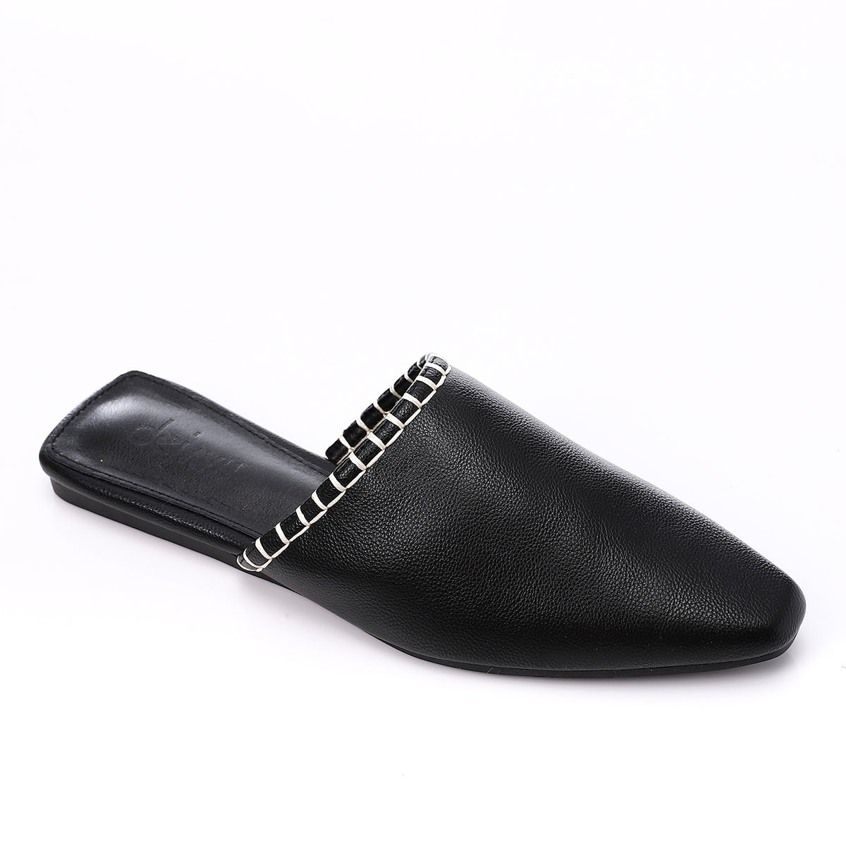 JAL-DJTF-051 Textured Leather Slip On Flat Mules