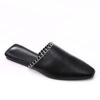 JAL-DJTF-051 Textured Leather Slip On Flat Mules