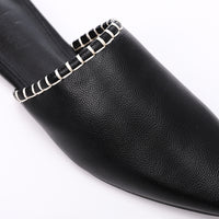 JAL-DJTF-051 Textured Leather Slip On Flat Mules