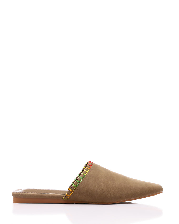 JAL-DJTF-051 Textured Leather Slip On Flat Mules