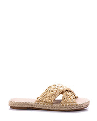 JAL-DJTH-004 Cross Toecap Straw Slip On Slippers