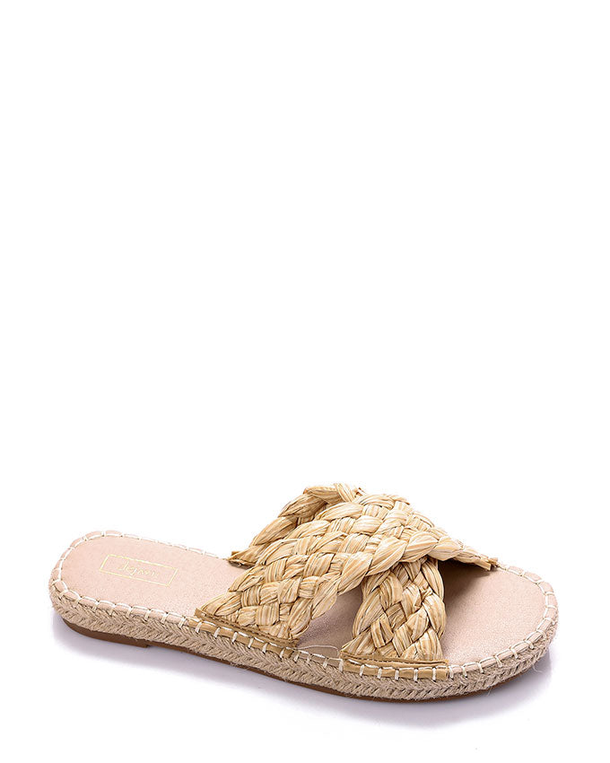 JAL-DJTH-004 Cross Toecap Straw Slip On Slippers
