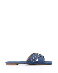 JSP-DJTF-001 Strassed Cross Toes Strap Flat Slippers
