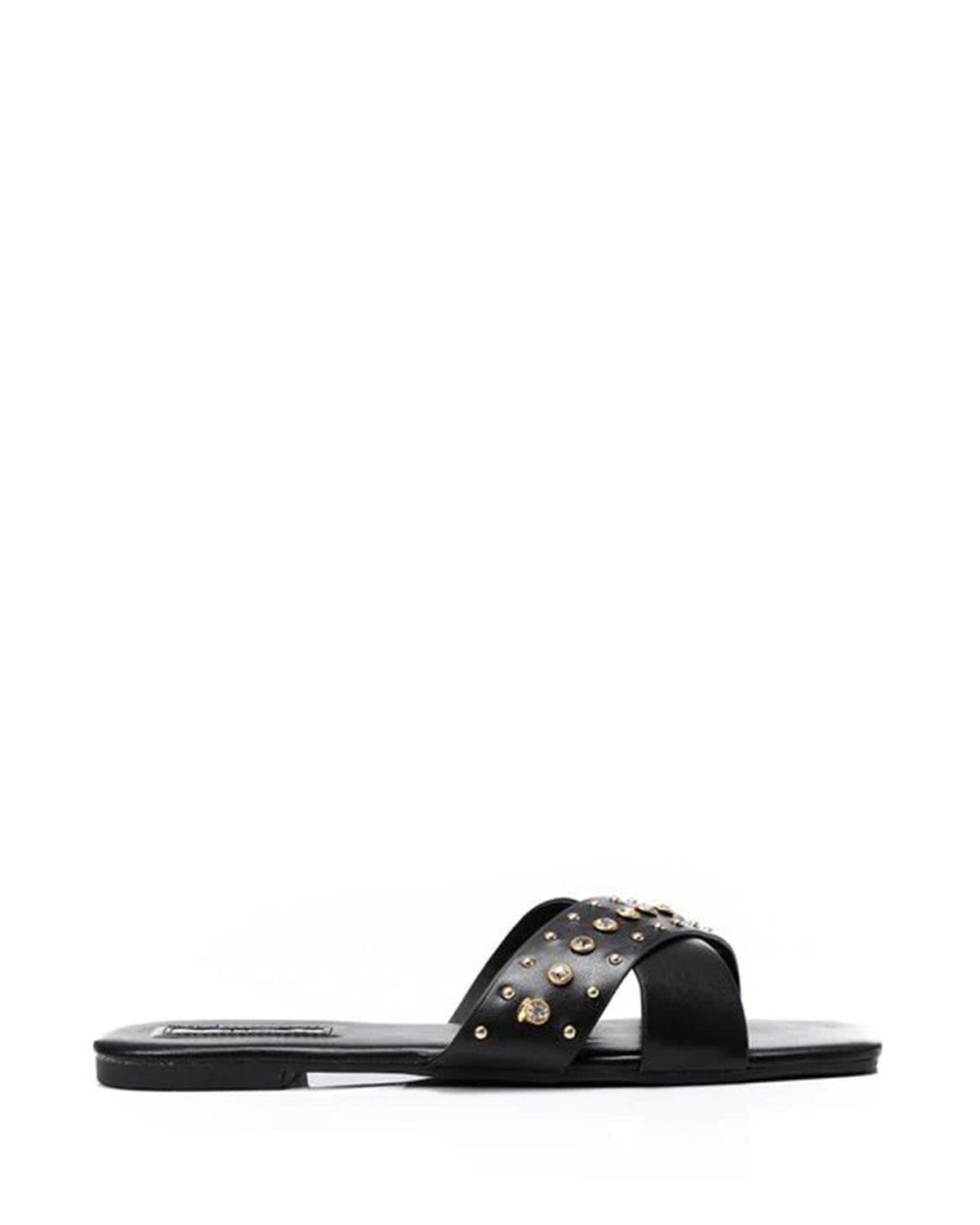 JSP-DJTF-001 Strassed Cross Toes Strap Flat Slippers