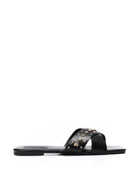 JSP-DJTF-001 Strassed Cross Toes Strap Flat Slippers