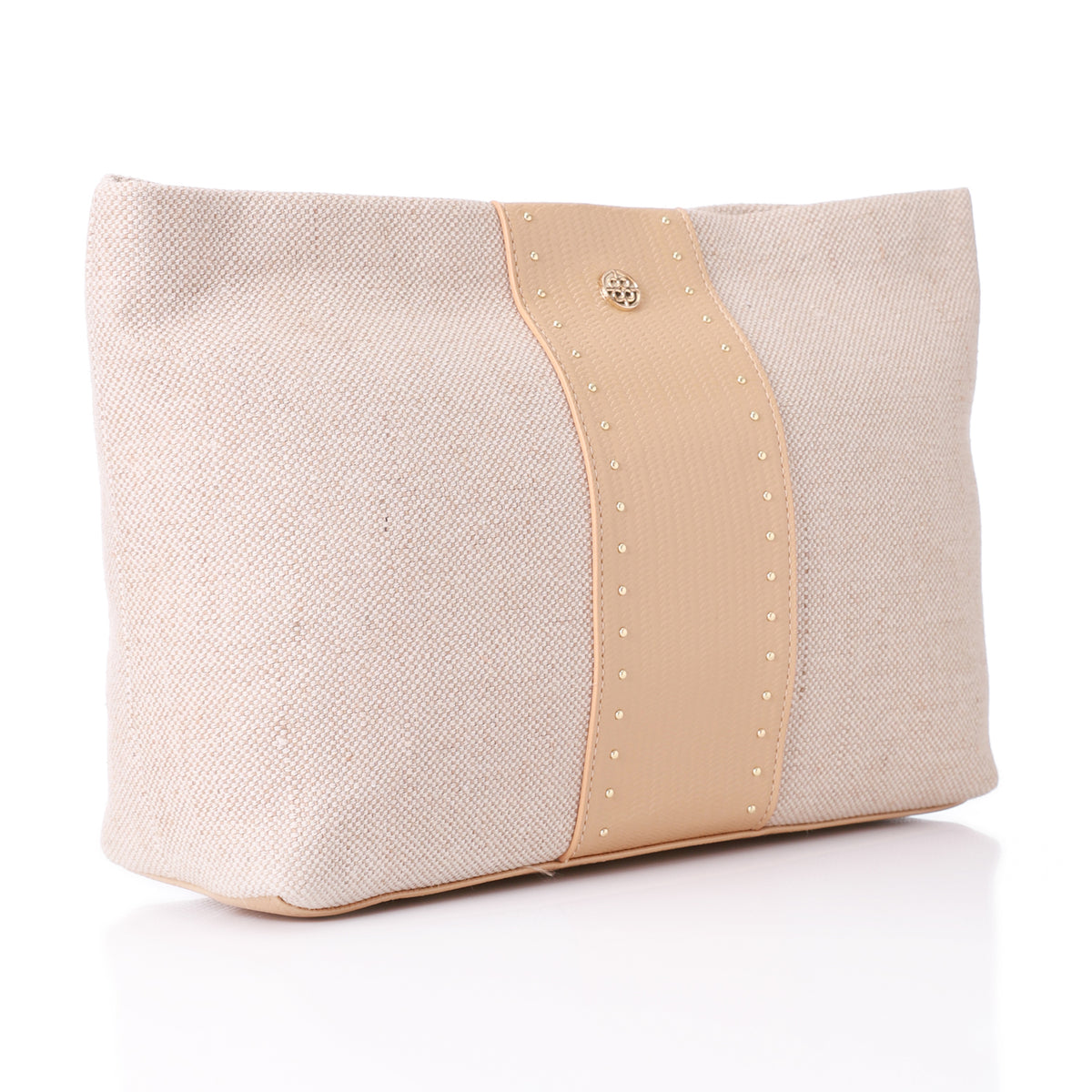 LID-DJTF-022 Vertical Leather Detail For Linen Simple Pouch