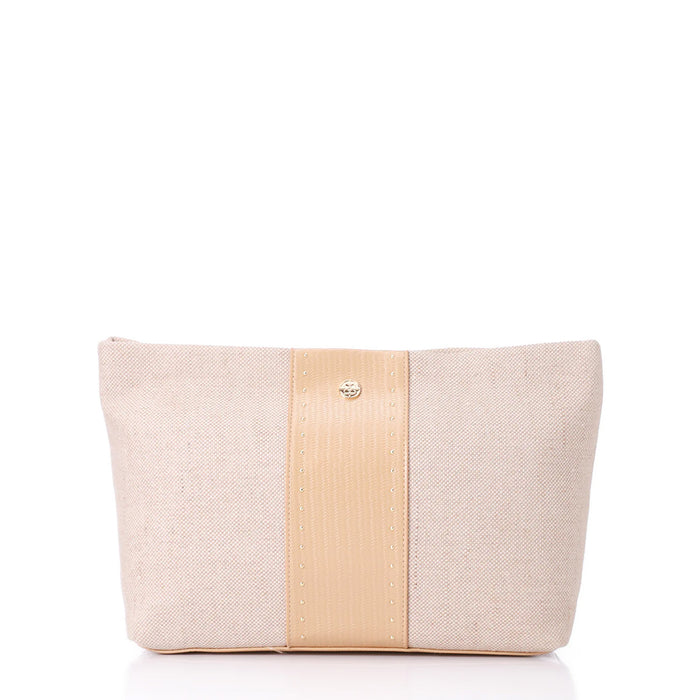 LID-DJTF-022 Vertical Leather Detail For Linen Simple Pouch