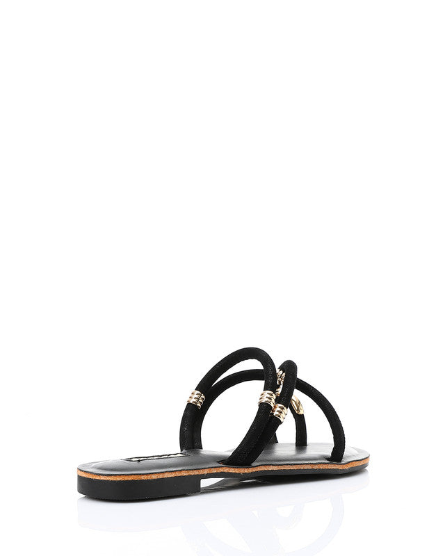 FAN-DJTV-007 Decorative Gold Charms Flat Slipper