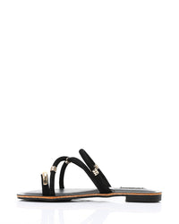 FAN-DJTV-007 Decorative Gold Charms Flat Slipper