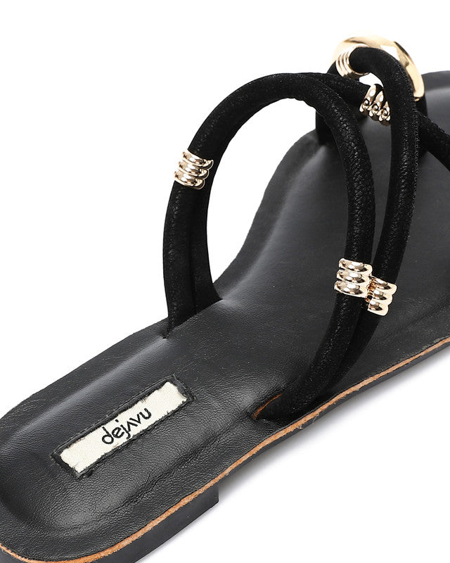 FAN-DJTV-007 Decorative Gold Charms Flat Slipper