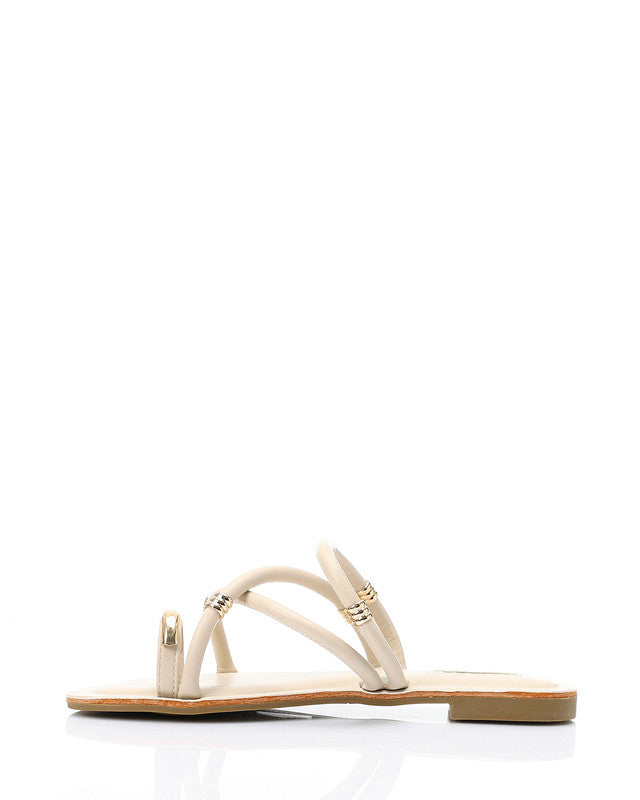 FAN-DJTV-007 Decorative Gold Charms Flat Slipper