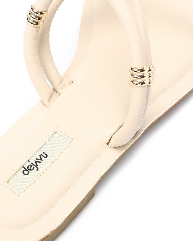 FAN-DJTV-007 Decorative Gold Charms Flat Slipper