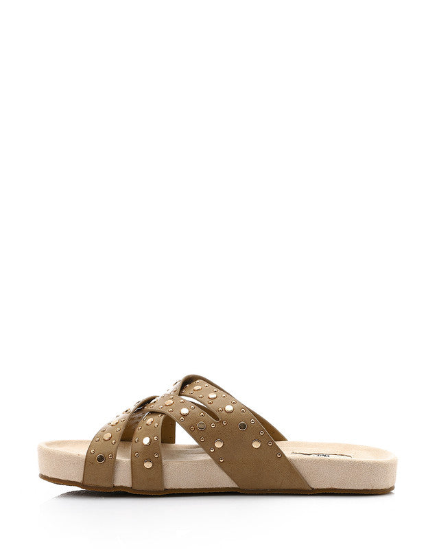 FAN-DJTV-012 Taupe Studded Slipper