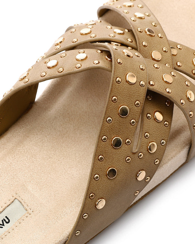 FAN-DJTV-012 Taupe Studded Slipper