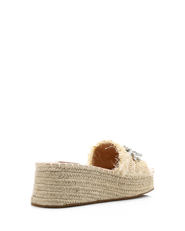 FAN-DJTV-013 Strassy Mid Heel Wedge Slipper