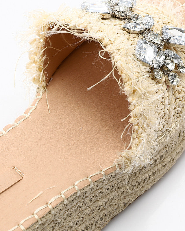 FAN-DJTV-013 Strassy Mid Heel Wedge Slipper