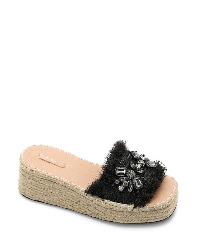 FAN-DJTV-013 Strassy Mid Heel Wedge Slipper