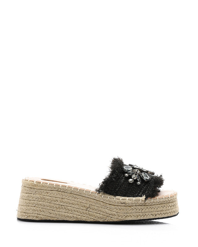 FAN-DJTV-013 Strassy Mid Heel Wedge Slipper