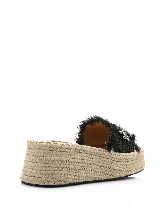 FAN-DJTV-013 Strassy Mid Heel Wedge Slipper