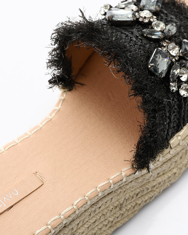 FAN-DJTV-013 Strassy Mid Heel Wedge Slipper