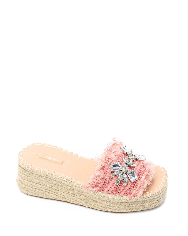 FAN-DJTV-013 Strassy Mid Heel Wedge Slipper