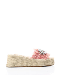 FAN-DJTV-013 Strassy Mid Heel Wedge Slipper