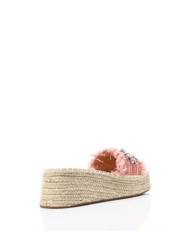 FAN-DJTV-013 Strassy Mid Heel Wedge Slipper