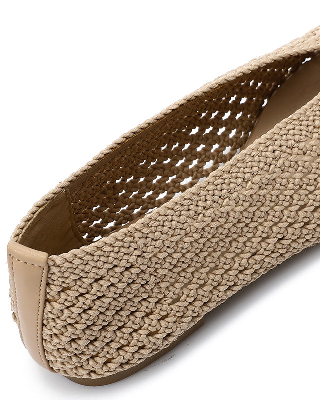 FAN-DJTV-018 Knitted Semi Square Flat Shoes