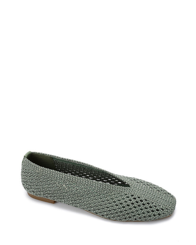 FAN-DJTV-018 Knitted Semi Square Flat Shoes