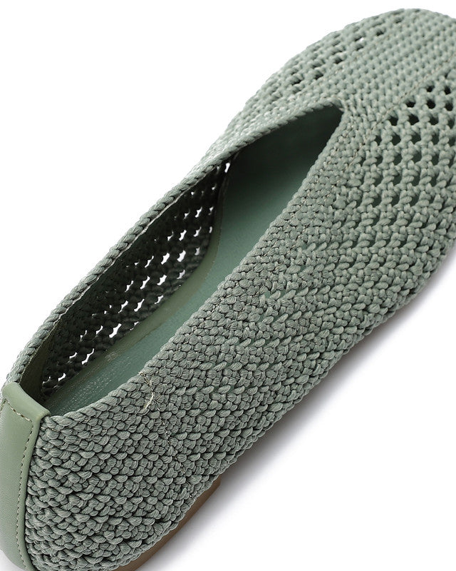 FAN-DJTV-018 Knitted Semi Square Flat Shoes