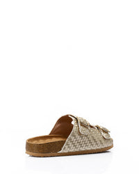 FAN-DJTV-019 Intrecciato Double Buckles Gold Slipper