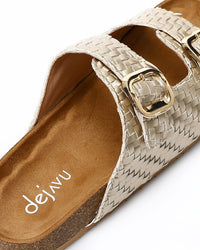 FAN-DJTV-019 Intrecciato Double Buckles Gold Slipper